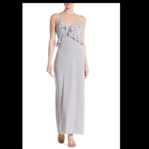 Max Studio
V-Neck Ruffle Trim Stripe Maxi Dress